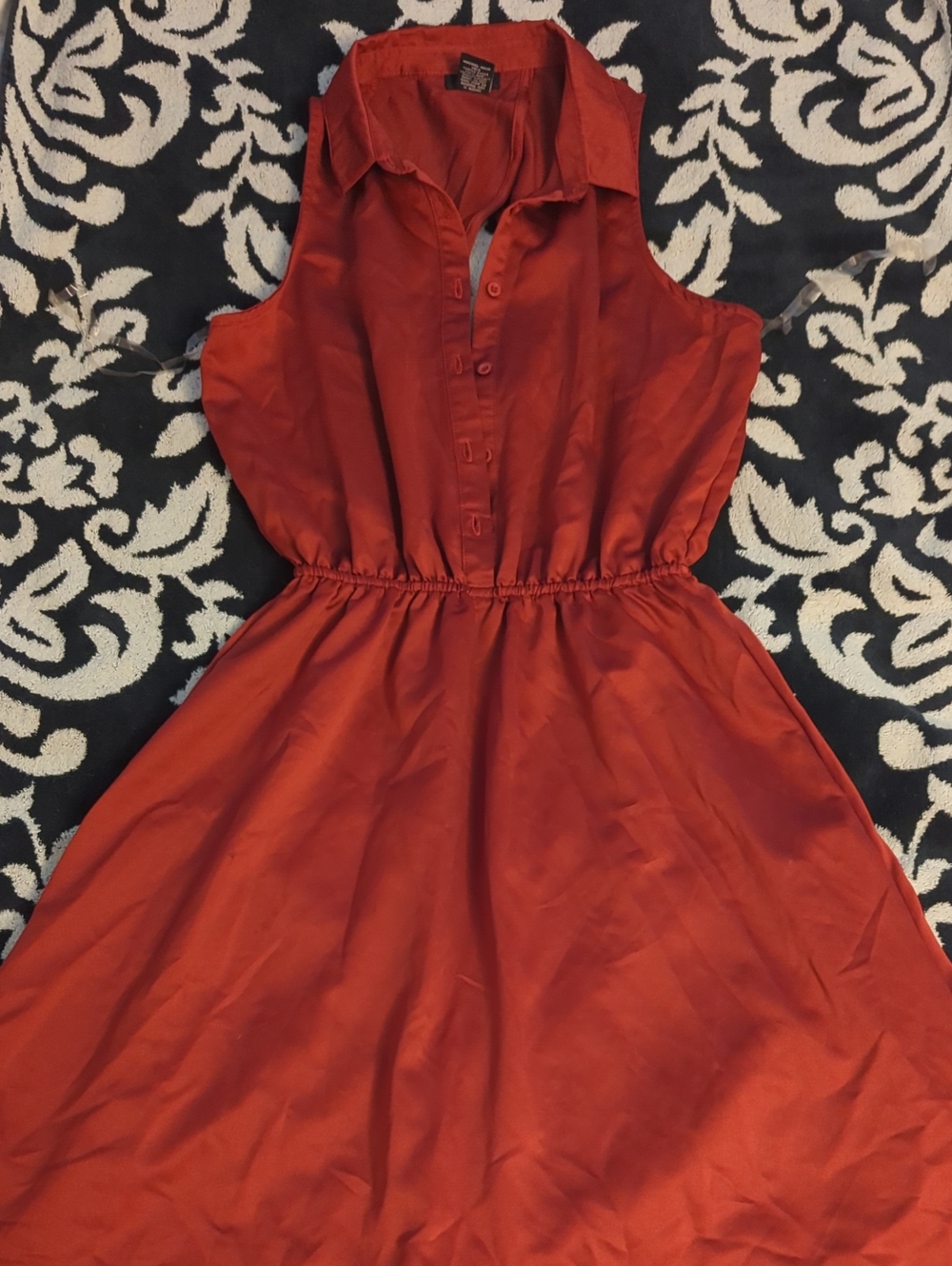 Rue21 Sleeveless Rust Orange Red Button Up Collared Sleevless Dress